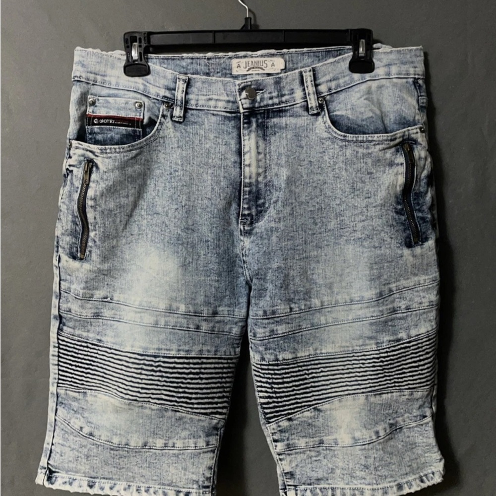 Vintage Akademiks Jeans Shorts Mens 36 Jeanius Acid Wash Denim Zip Cargo Y2K